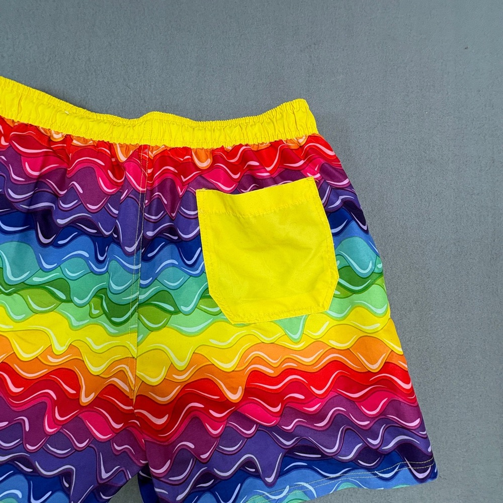 Way to Celebrate Pride Mens Rainbow Wave Swim Trunks Medium 32-34 Mesh Lined - Picture 8 of 8